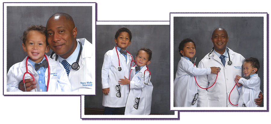 Photo collage of locum tenens part-time PA and children dressed as doctors