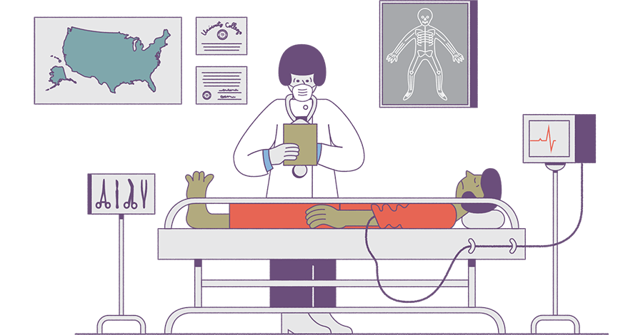 Emergency medicine locum tenens coronavirus illustration