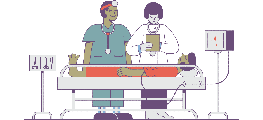 Illustration of resident and attending physician